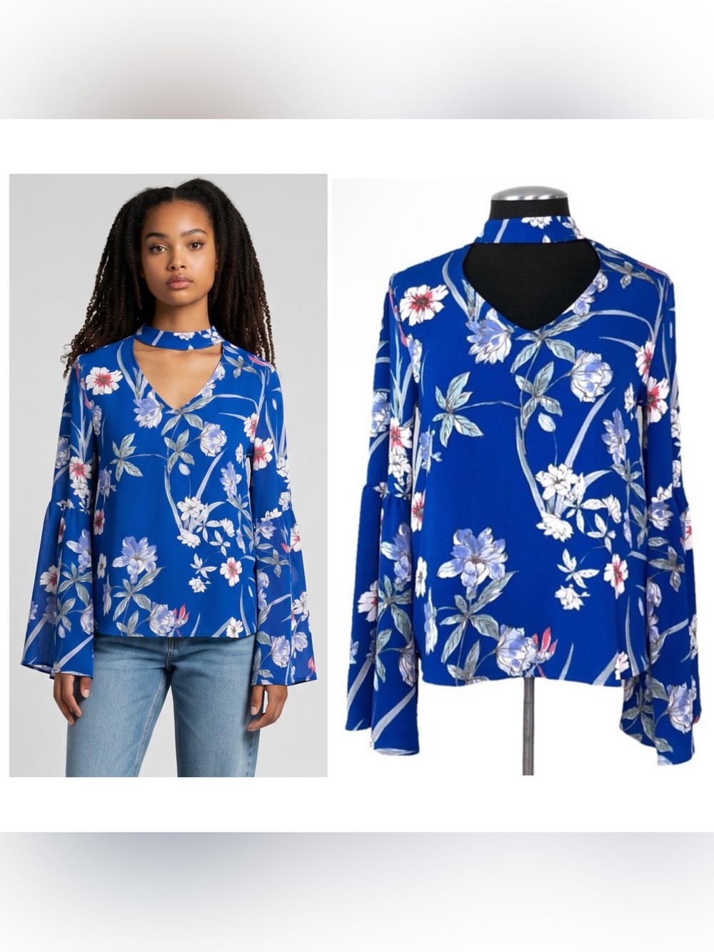 🆕 Liberty Love - Floral Bell Sleeve Cutout Blouse - Size 8